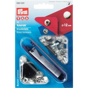 Prym Naaivrijdrukknoop anorak 12mm zilver - 10st