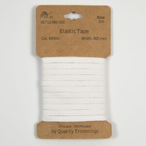 Kaart elastiek   Wit - 5 mm - 3 meter