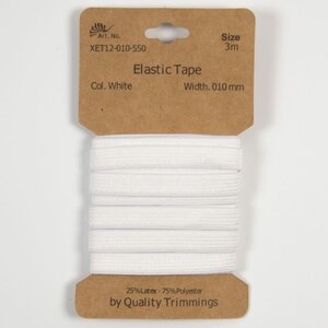 Kaart elastiek   Wit - 10 mm - 3 meter