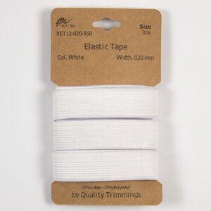Kaart elastiek   Wit - 20 mm - 3 meter