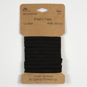 Kaart elastiek   Zwart - 5 mm - 3 meter