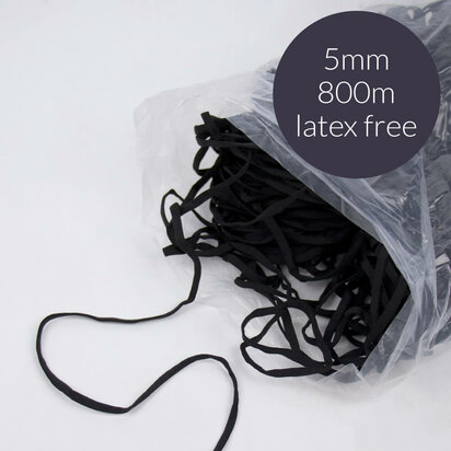 Mondkapjes elastiek latex vrij 5mm zwart