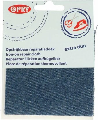 Opry Reparatiedoek jeans opstrijkbaar 10x40cm color midden blauw