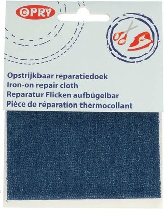 Opry Reparatiedoek jeans opstrijkbaar 10x40cm color midden blauw