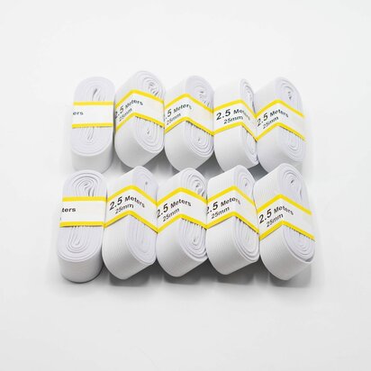 Bundel elastiek  2,5m White-25 mm