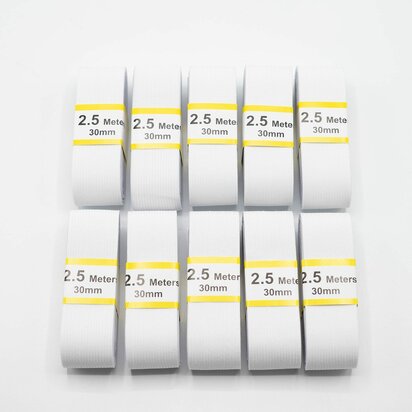 Bundel elastiek  2,5m White-30 mm