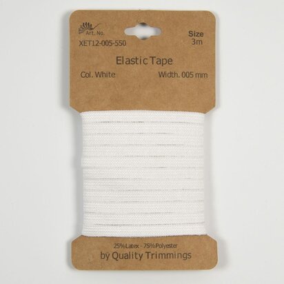 Kaart elastiek   Wit - 5 mm - 3 meter
