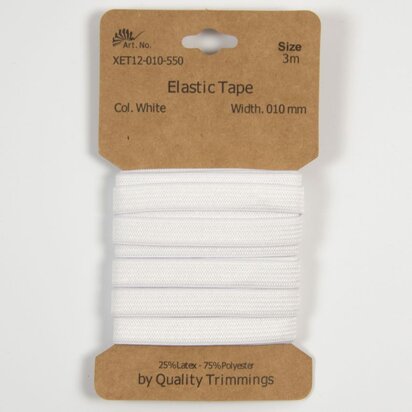 Kaart elastiek   Wit - 10 mm - 3 meter