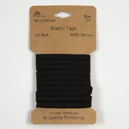 Kaart elastiek   Zwart - 5 mm - 3 meter