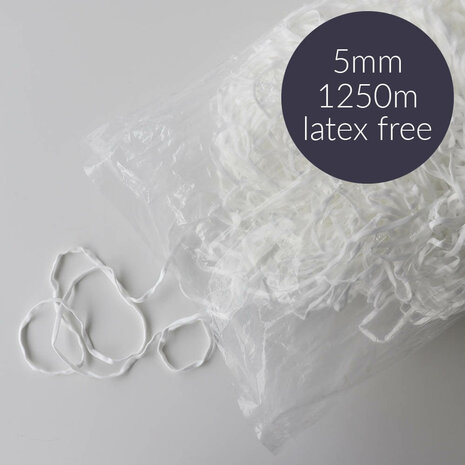 Mondkapjes elastiek latex vrij 5mm wit